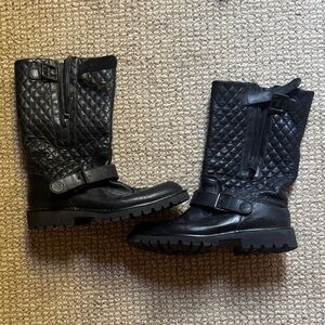 Chanel Black Leather Side Zip CC Logo Moto Boots size 8